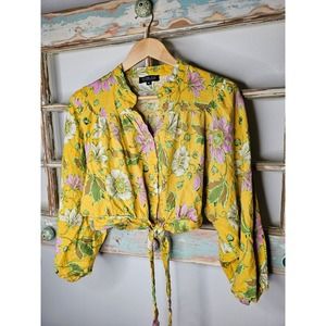 Rachel Zoe Linen Cropped Oversized Sleeves Size Medium